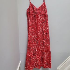 Joe Fresh red floral empire waist maxi dress size large